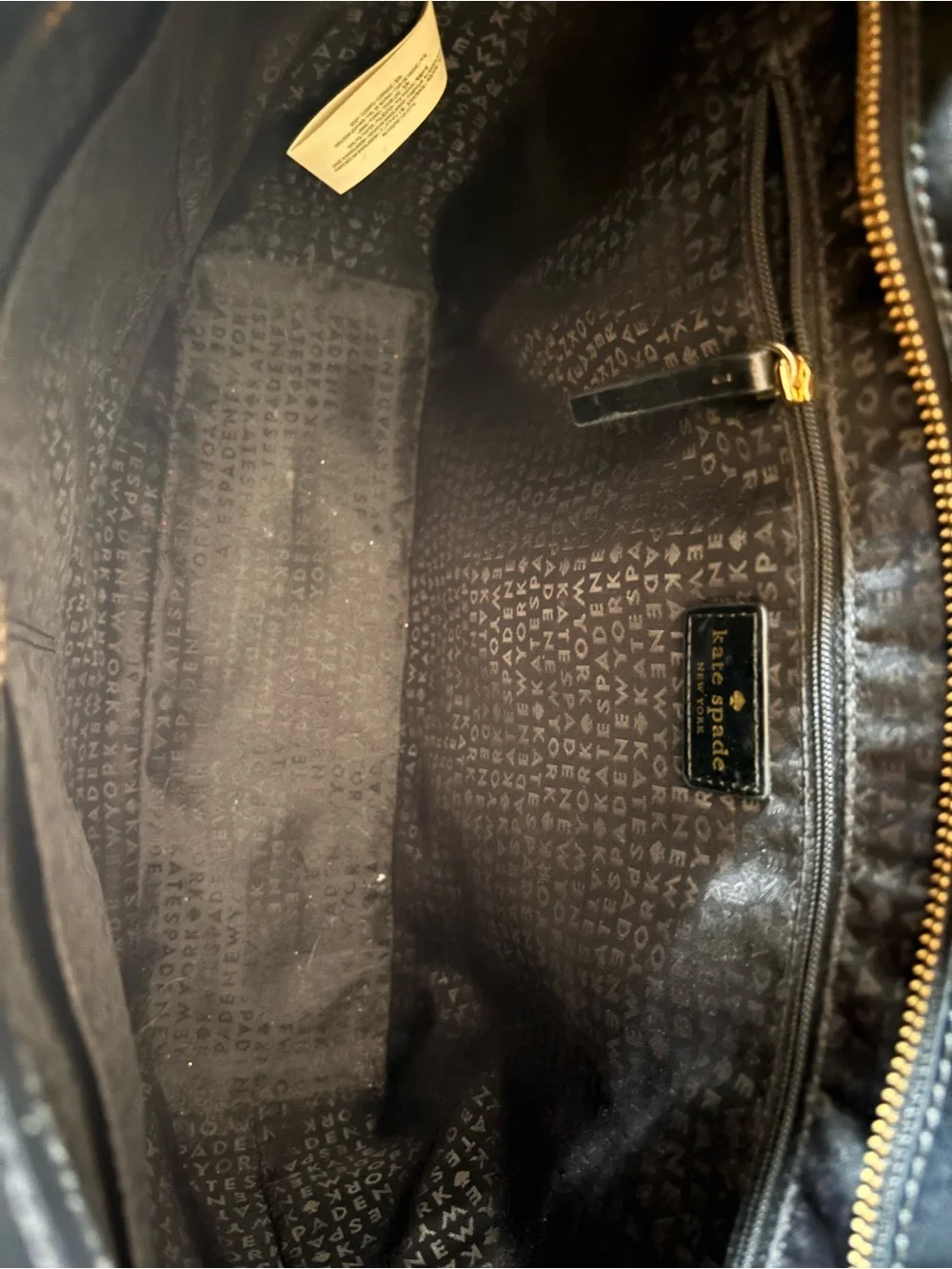 kate spade black leather tote with bow charm